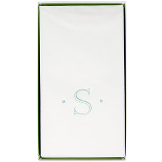 Caspari Antique Initial-Robin's Egg Paper Linen Boxed Guest Towel 24-In
