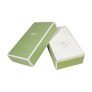 Caspari Antique Initial-Robin's Egg Paper Linen Boxed Guest Towel 24-In