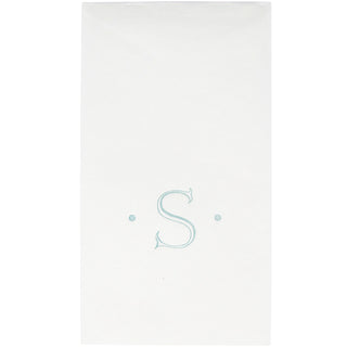 Caspari Antique Initial-Robin's Egg Paper Linen Boxed Guest Towel 24-In