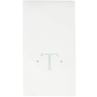 Caspari Antique Initial-Robin's Egg Paper Linen Boxed Guest Towel 24-In