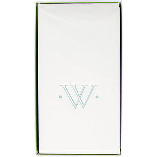 Caspari Antique Initial-Robin's Egg Paper Linen Boxed Guest Towel 24-In