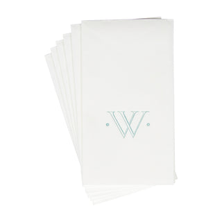Caspari Antique Initial-Robin's Egg Paper Linen Boxed Guest Towel 24-In