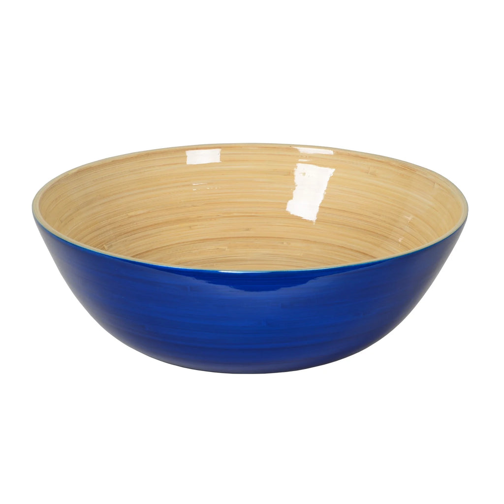 Shallow Lacquered Bamboo Bowl in Blue- 1 Each
