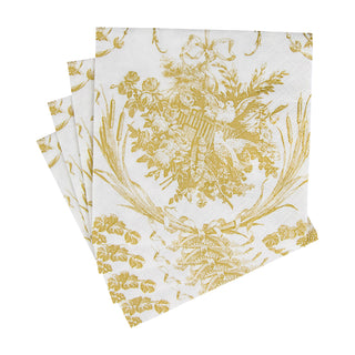 Romantic Toile Gold Napkin Cocktail
