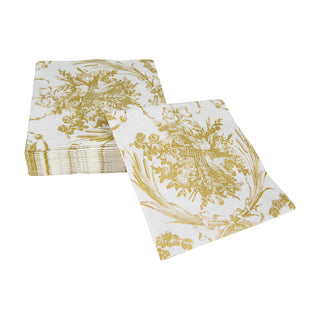 Romantic Toile Gold Napkin Cocktail