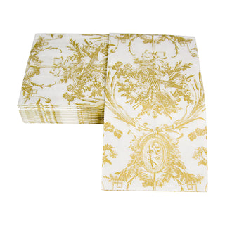 Romantic Toile Gold Guest Towel