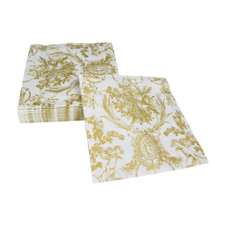 Romantic Toile Gold Luncheon Napkins - 20 Per Package