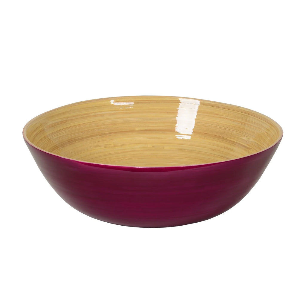 Shallow Lacquered Bamboo Bowl in Blackberry- 1 Each