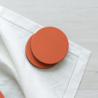 Classic Canvas Orange Coaster Round 8-In Felt/Canvas