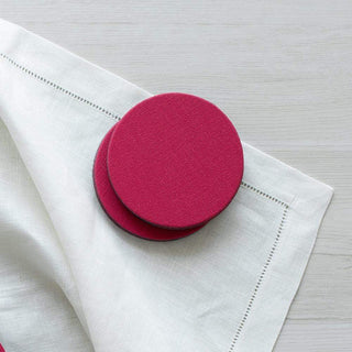 Classic Canvas Fuchsia Coaster Round 8-In Felt/Canvas