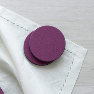 Classic Canvas Aubergine Coaster Round 8-In Felt/Canvas