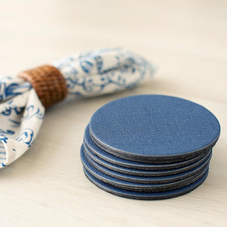 Classic Canvas Navy Coaster Round 8-In Felt/Canvas