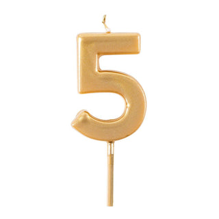 Number Candle 5-Gold Candle Birthday Number