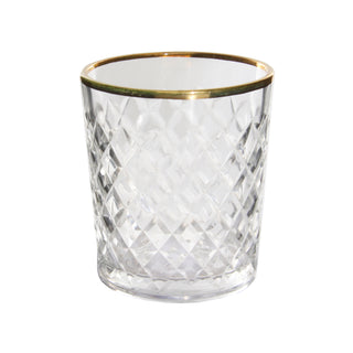 Glass Votive with Diagonal Cut and Gold Rim