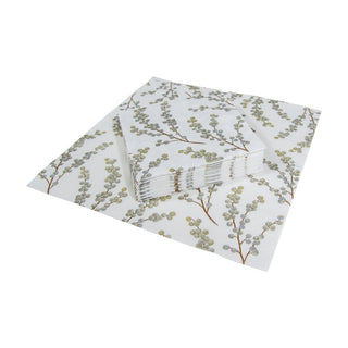 Berry Branches White/Silver Napkin Cocktail