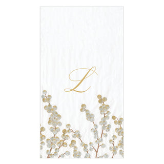 Berry Branches Wht/Silver Initial L Guest Towel W/Initial