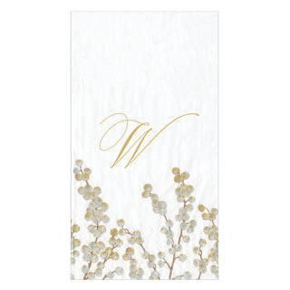 Berry Branches Wht/Silver Initial W Guest Towel W/Initial