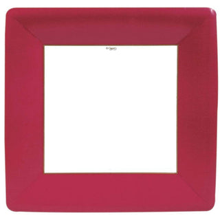 Grosgrain Border Red  Sq Dinner Plates Square