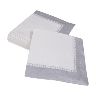 Linen Border Silver Napkin Cocktail