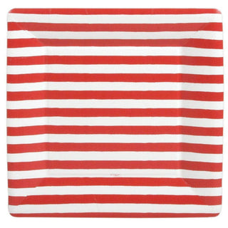 Red And White Stripe  Sq Dinner Plates Square