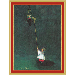 Boy Lighting Lamp Classic Christmas Cards - includes 5 cards & envelopes