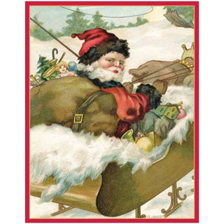 Santa In Sleigh Petite Christmas Cards - includes 5 cards & envelopes