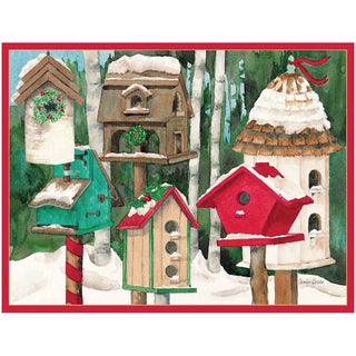 Birdhouses Blank Classic Christmas Cards - Includes 5 Cards & Envelopes