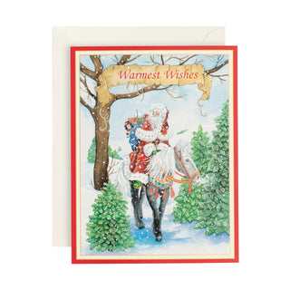 Santa On Horse In Forest Classic Christmas Cards - Includes 5 Cards & Envelopes