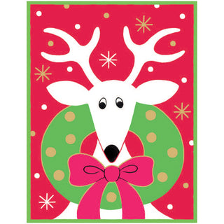 Deer With Wreath Blank Classic Christmas Cards - Includes 5 Cards & Envelopes
