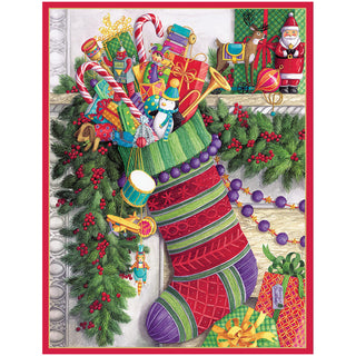 Stocking By The Chimney Classic Christmas Cards - Includes 5 Cards & Envelopes