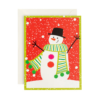 Snowman with Green Scarf Blank Classic Christmas Cards - Includes 5 Cards & Envelopes