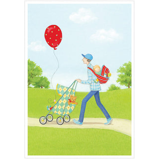 Dad And Baby And Stroller Father's Day Greeting Card - 1 card with envelope