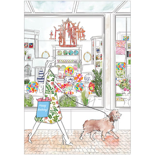Shop Girl Birthday Greeting Card - 1 card with envelope
