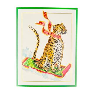 Sledding Leopard Large Boxed Christmas Cards - includes 15 Boxed Christmas Cards