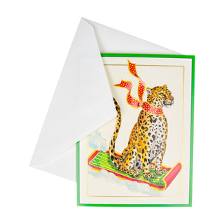 Sledding Leopard Large Boxed Christmas Cards - includes 15 Boxed Christmas Cards
