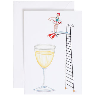 Diving Into Wine Glass Birthday Greeting Card - 1 card with envelope