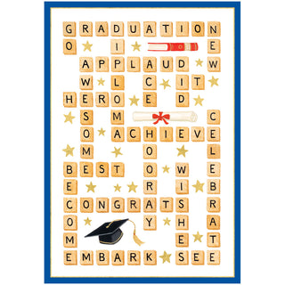 Graduate Crossword Foil Graduation Die Cut Greeting Card - 1 card with envelope