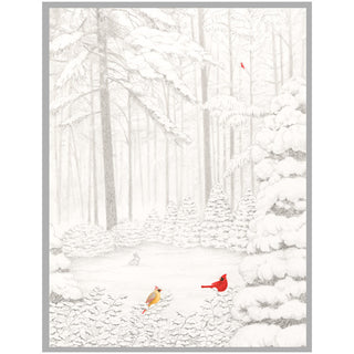 Cardinals In Snowy Wood Classic Christmas Cards - Includes 5 Cards & Envelopes