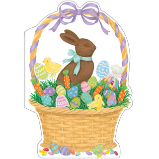 Chocolate Bunny Basket Easter Die Cut Greeting Card - 1 card with envelope