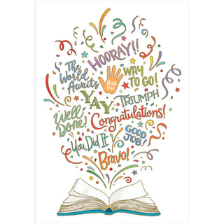 Congrats Book Foil Graduation Die Cut Greeting Card - 1 card with envelope