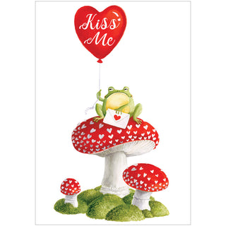 Kiss Me Frog Valentine Greeting Card - 1 card with envelope