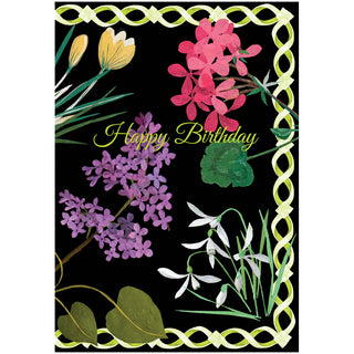 Flower Mosaic Birthday Greeting Card - 1 card with envelope