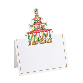 Christmas Pagodas Foil Place Card Die-Cut 8 In Foil