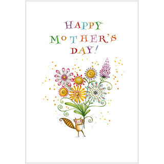 Cat And Bouquet Mother's Day Greeting Card - 1 card with envelope