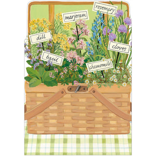 Herb Basket Mother's Day Die Cut Greeting Card - 1 card with envelope