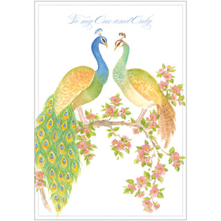 Peacock Pair Anniversary Greeting Card - 1 card with envelope