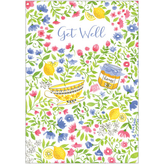 Tea And Honey Get Well Greeting Card - 1 card with envelope