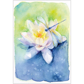 Dragonfly And Waterlily Sympathy Greeting Card - 1 card with envelope