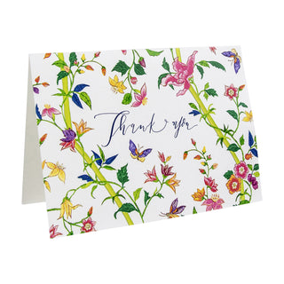 Sprigged Silk White Thank You Notes Boxed 8 In