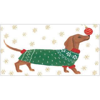 Christmas Dachshund Foil Money Card - 1 card with envelope